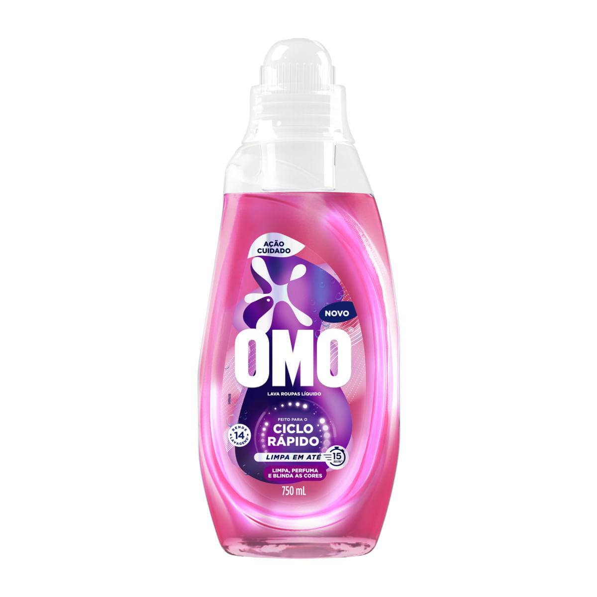 Sabão Líquido Concentrado Omo Ciclo Rápido Ação Cuidado Suave 750ml