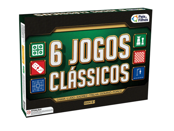 Jogo de Tabuleiro para Entretenimento Pais & Filhos 6 Jogos Clássicos Verde