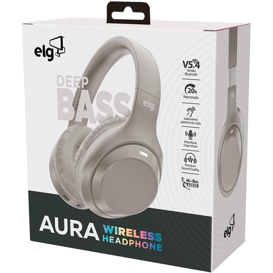 Headphone Bluetooth Sem Fio ELG Aura EPB-AURABG com Microfone Cinza