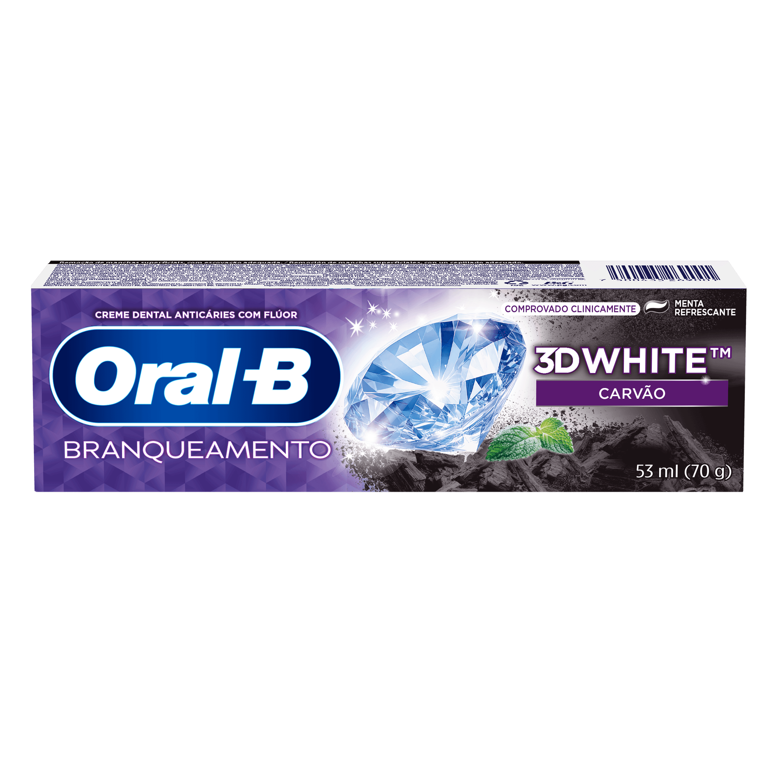 CREME DENTAL ORAL B 3D WHITE CARVÃO 70G