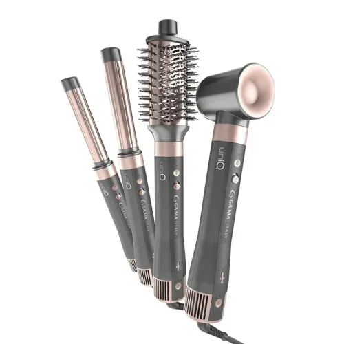 Secador de Cabelos Multifuncional 4 em 1 Gama UniQ Aura 1500W 110V Cinza e Rosa