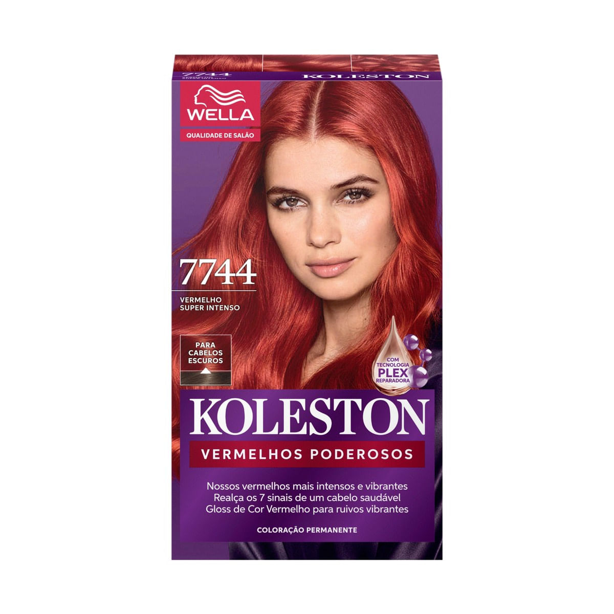 Tintura Coloração Permanente Vermelho Super Intenso 7744 Koleston Wella Kit Forever Reds Hidratante