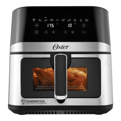 Air Fryer Inox DiamondTech Oster 7,5L com Visor Transparente