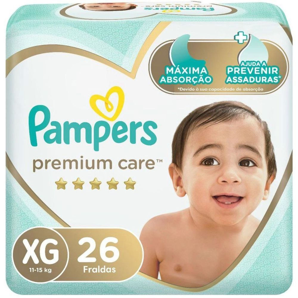 Fralda Hipoalergênica Pampers Premium Care XG 26un 12 a 15kg