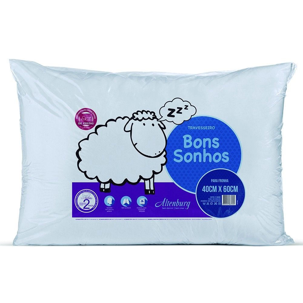 Travesseiro Macio Altenburg Bons Sonhos 40x60cm