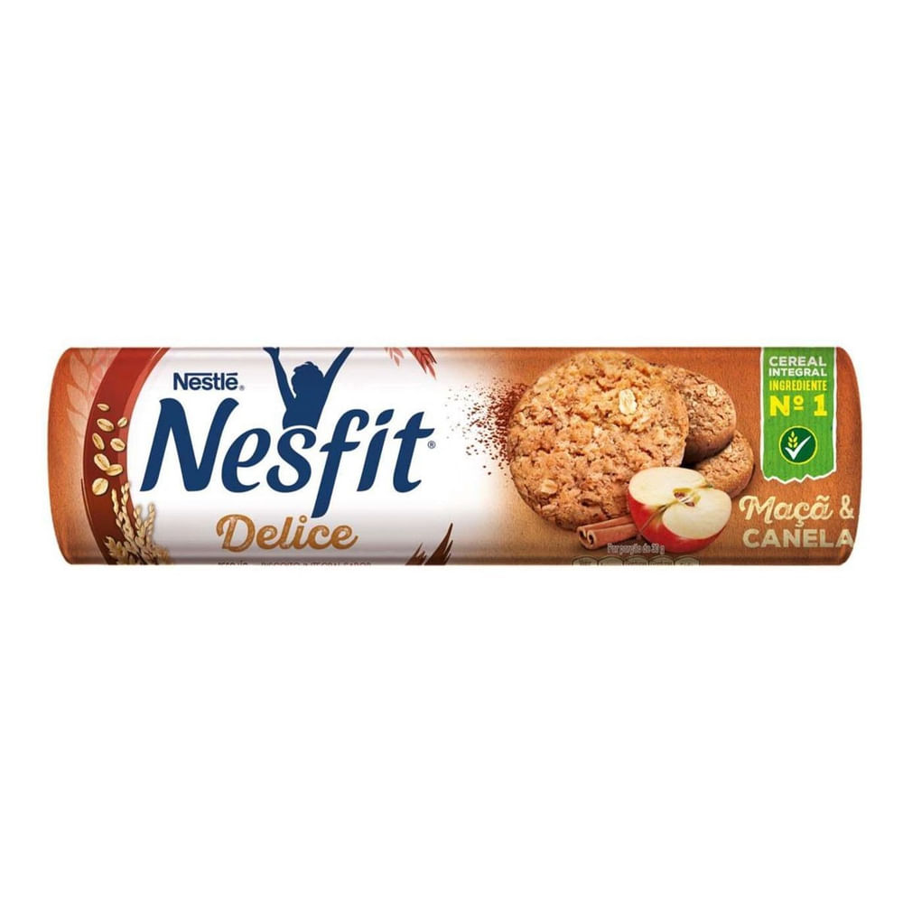 Biscoito Integral Maçã e Canela Nesfit Delice 140g Fonte de Fibras