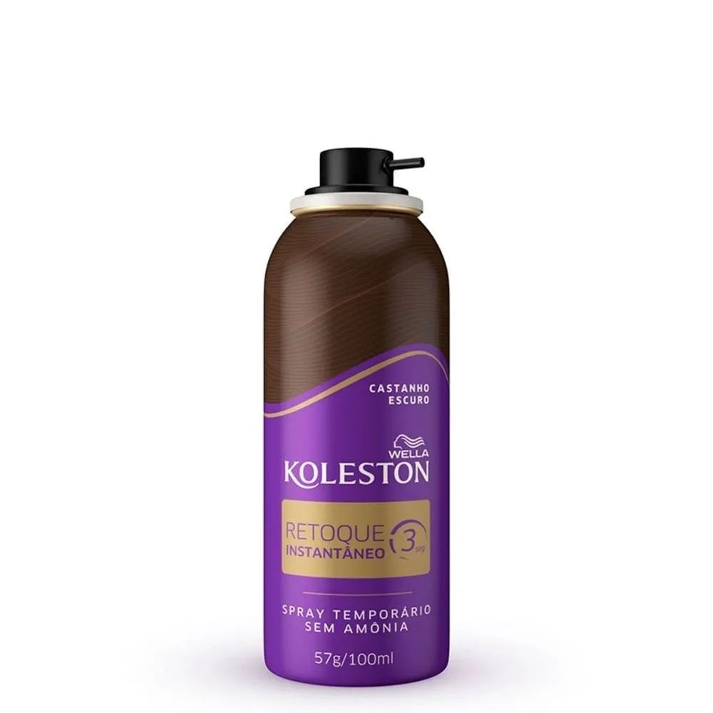 Retoque de Raiz Spray Castanho Escuro 100ml Koleston Cobertura de Fios Brancos Sem Amônia