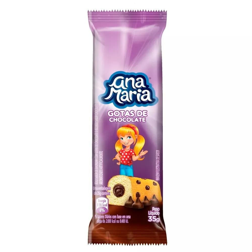 Bolinho Gotas de Chocolate Ana Maria Bauducco 35g Macio