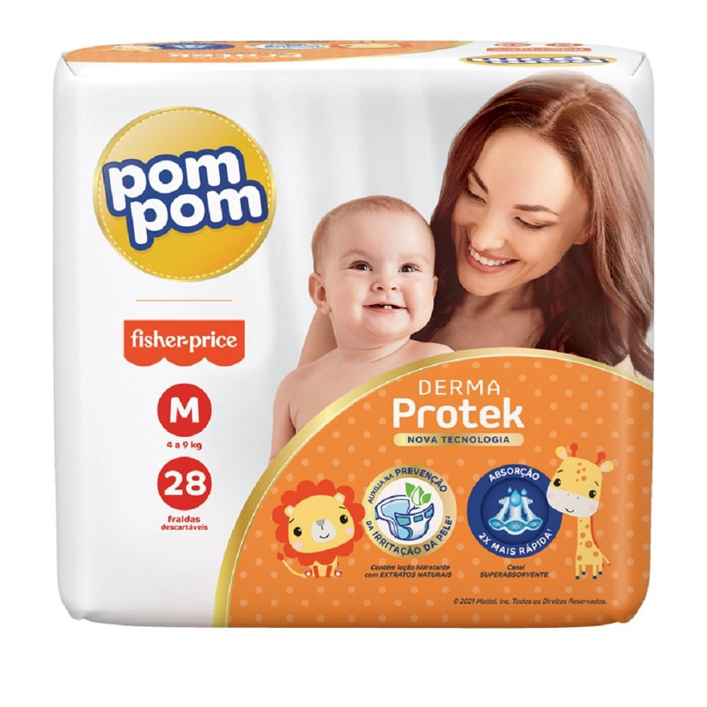Fralda Descartável Pompom Derma Protek M 28un