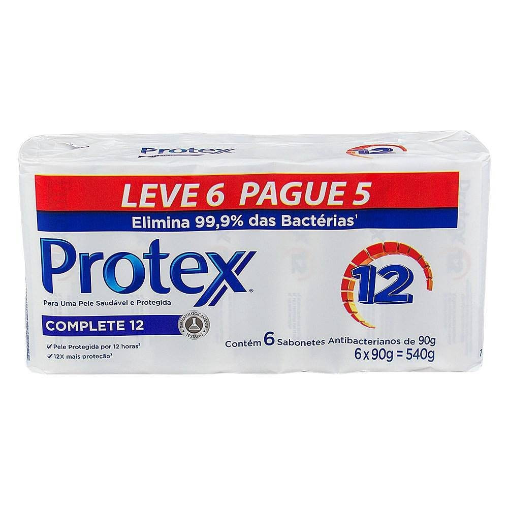 Kit Sabonete em Barra Antibacteriano Protex Complete 12 6 Unidades 90g
