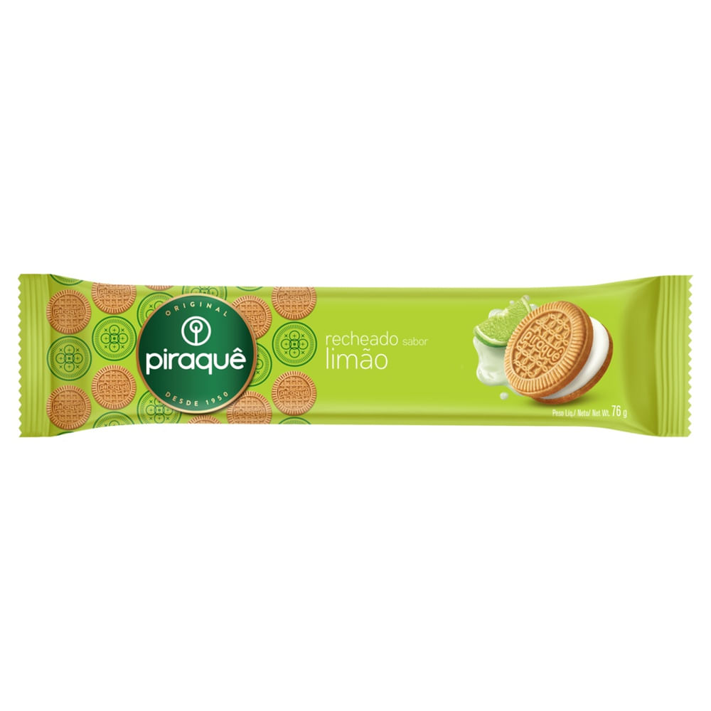 Biscoito Recheado Limão Piraquê 76g Crocante