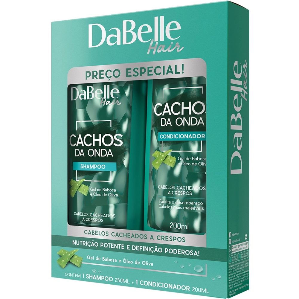 Kit Shampoo e Condicionador Definição Cachos 450ml DaBelle Babosa e Oliva Vegano