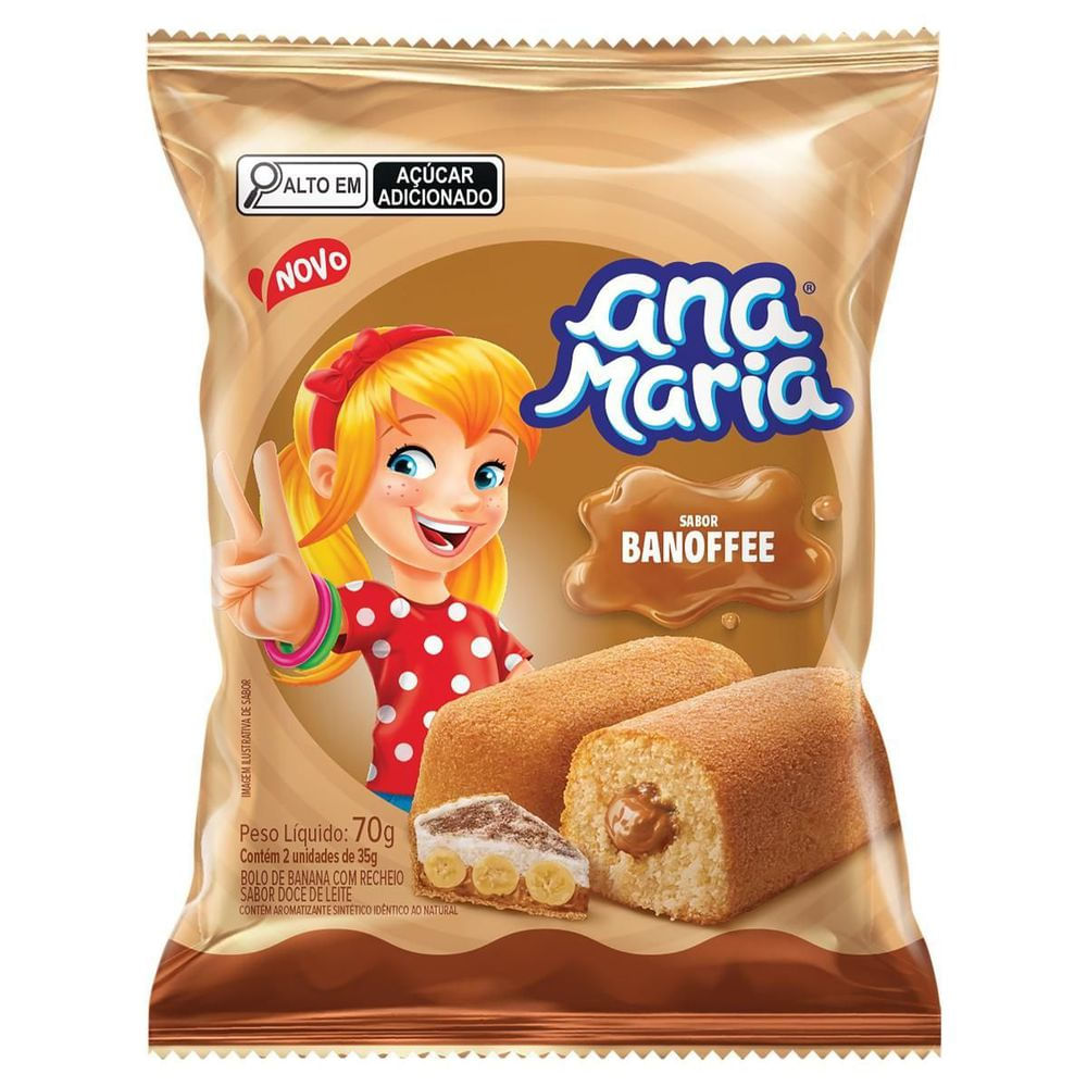 Bolo Banoffee Doce de Leite Ana Maria 70g 2 Unidades Macio