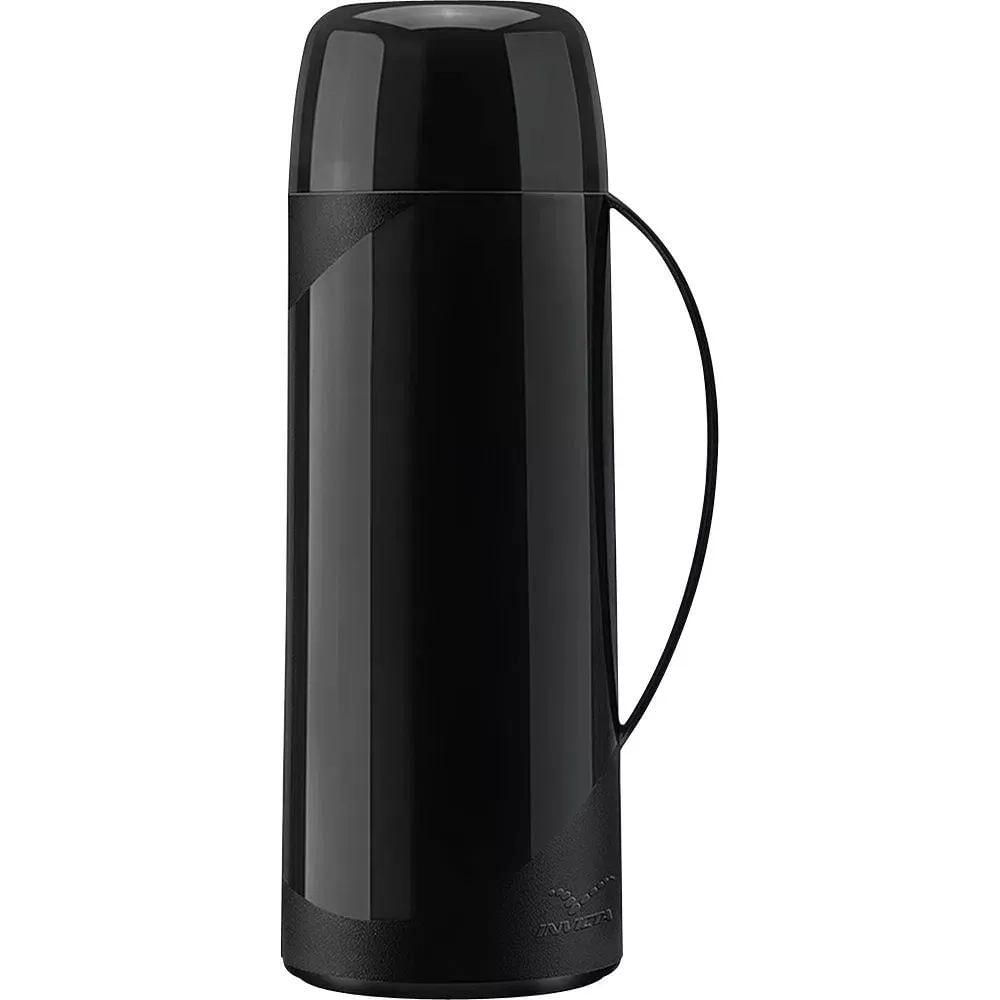 Garrafa Térmica Polipropileno e Vidro 1L Invicta Firenze Preta Rosca Slim