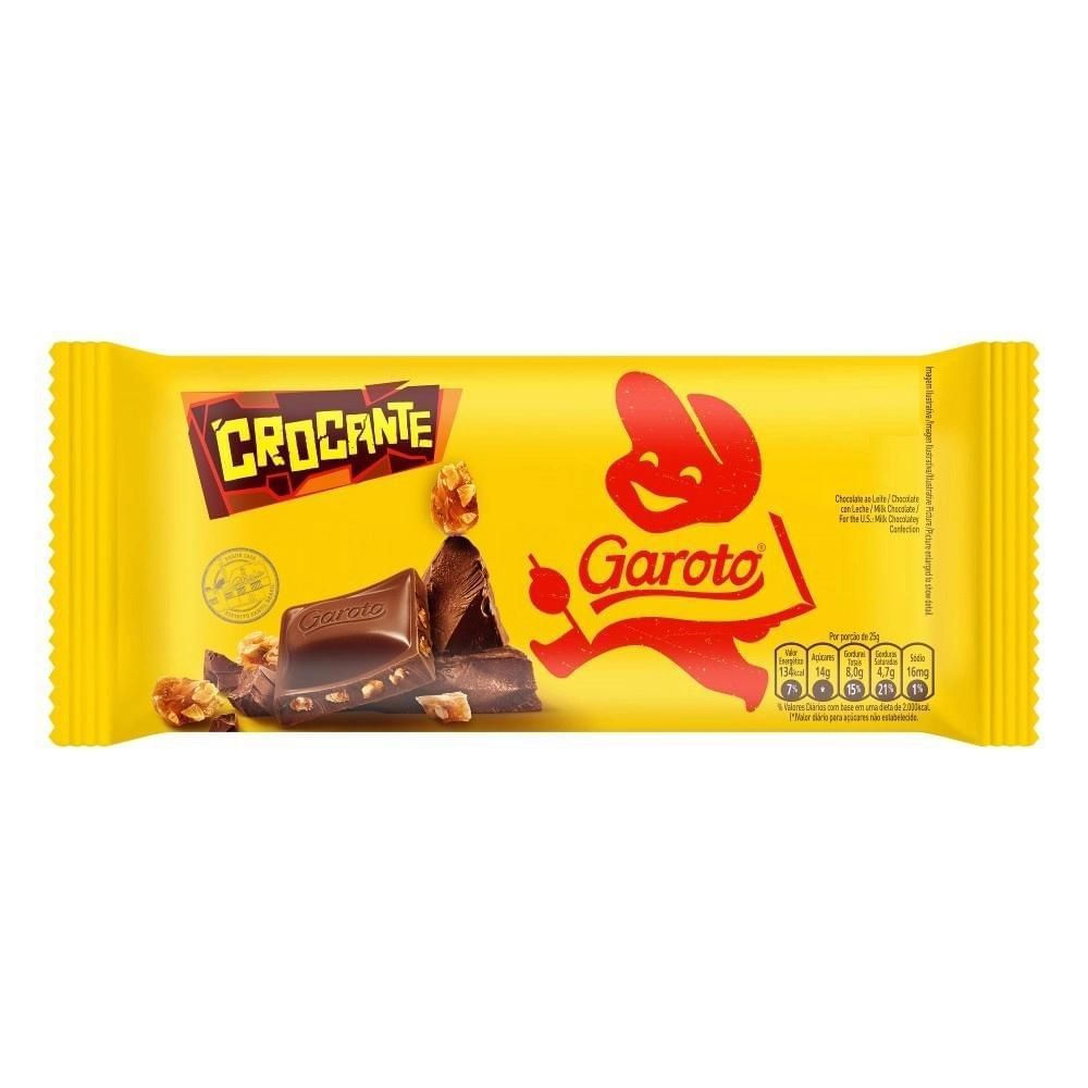 Barra de Chocolate Garoto Ao Leite Crocante 80g com Amendoim e Castanha-de-Caju