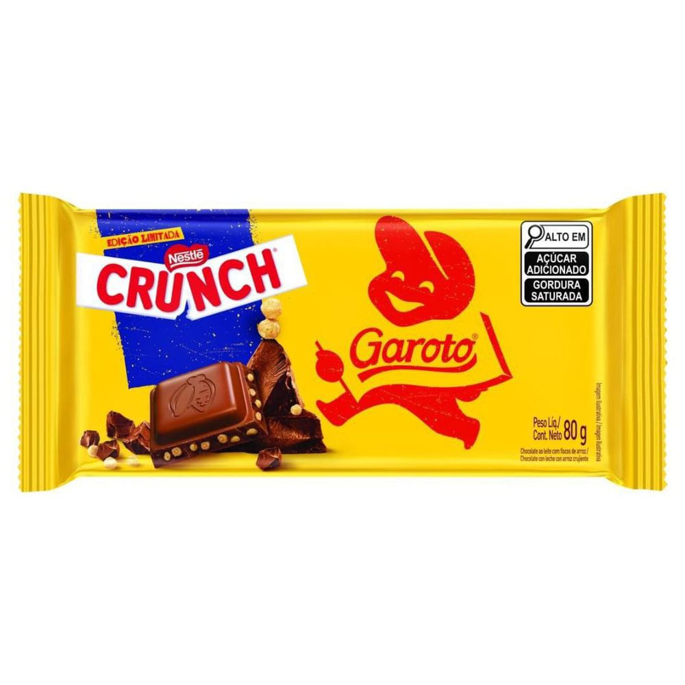 Barra de Chocolate Garoto Ao Leite com Flocos de Arroz 80g Crocante