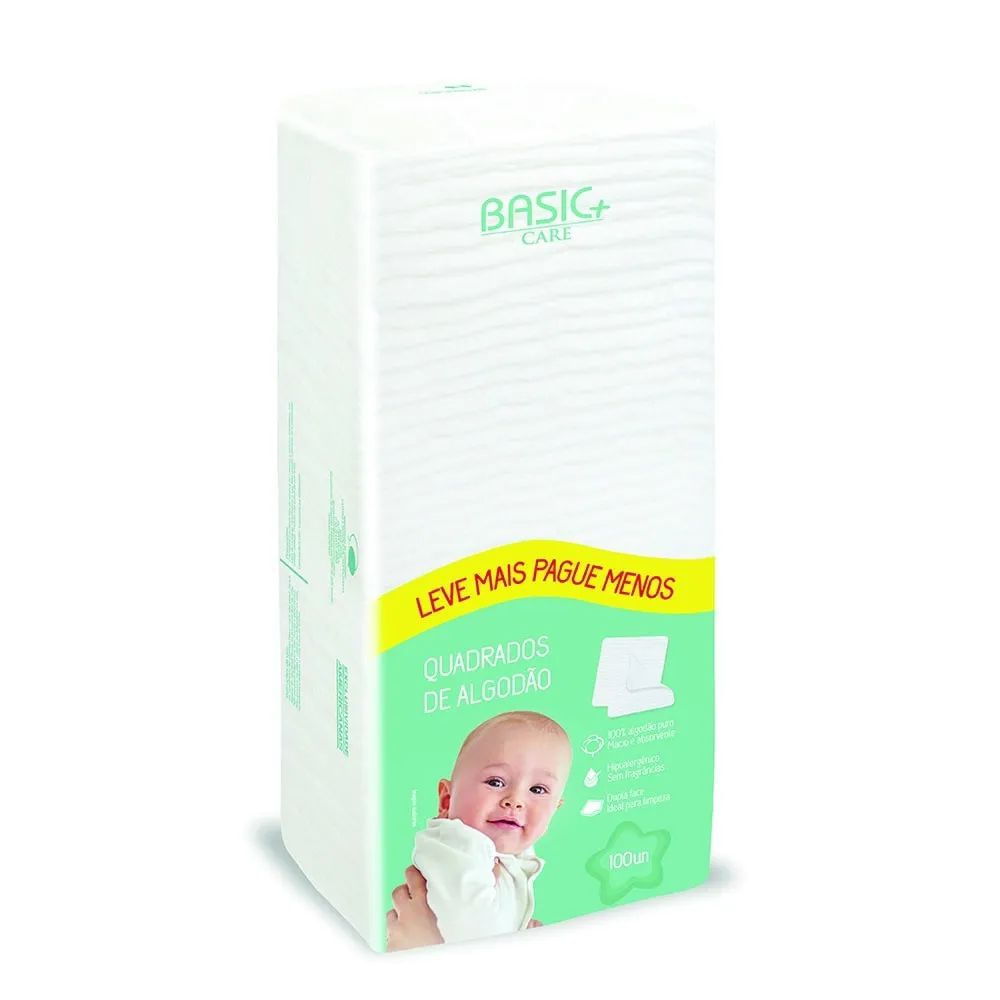 Algodão Higiene Bebê Basic+ Care Baby 100 Unidades