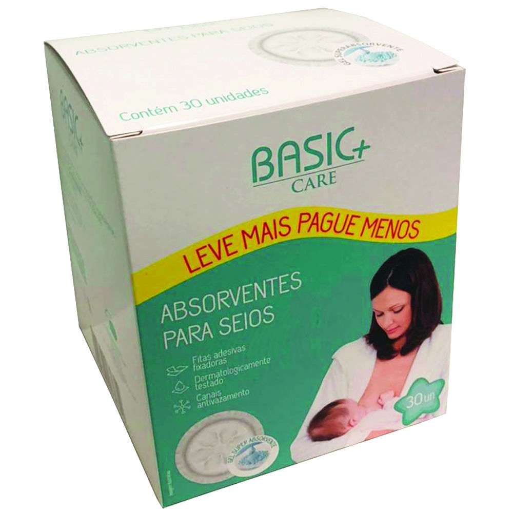 Absorvente para Seios com Gel Superabsorvente Basic + Care 30un