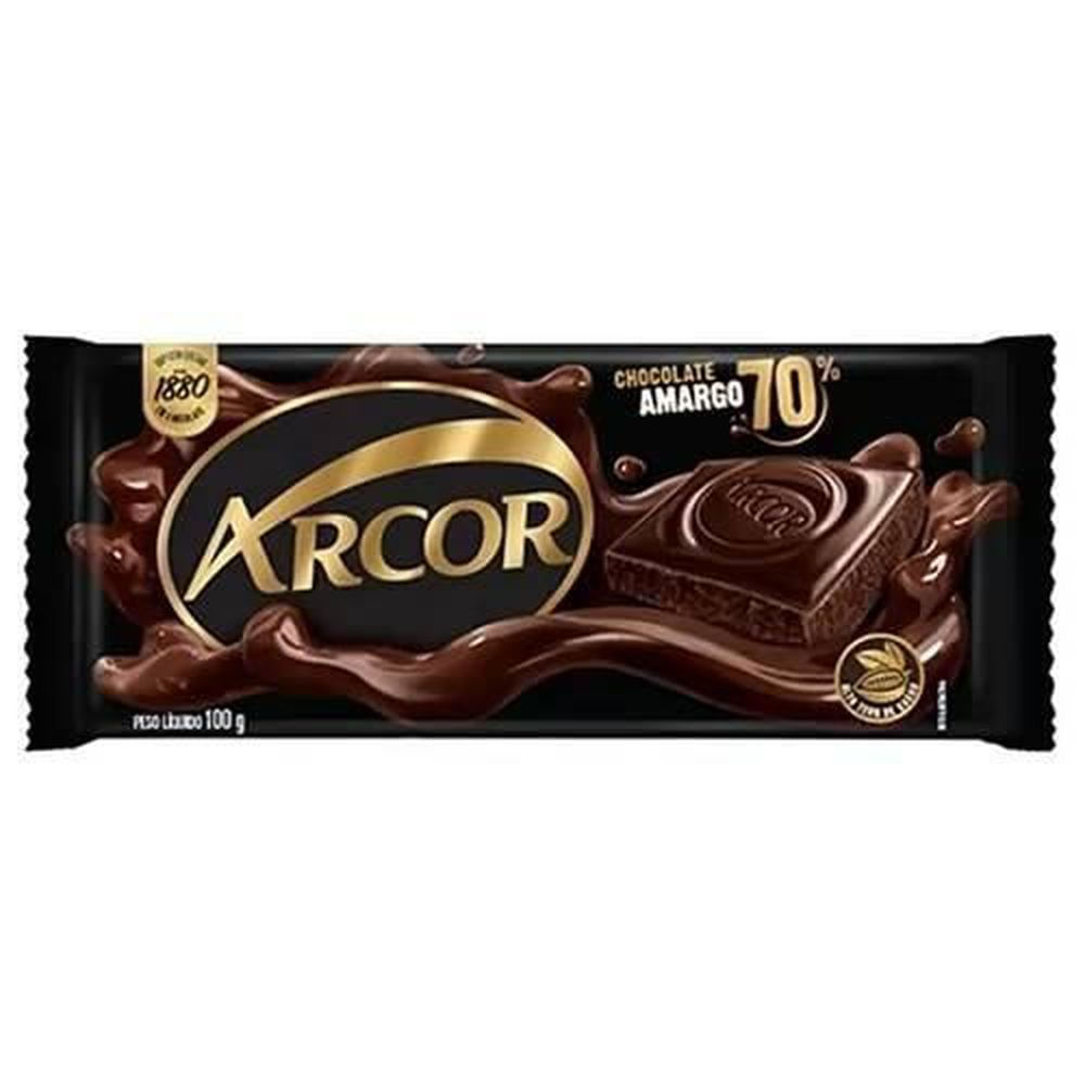 Arcor Barra de Chocolate Amargo 70% Cacau 80g
