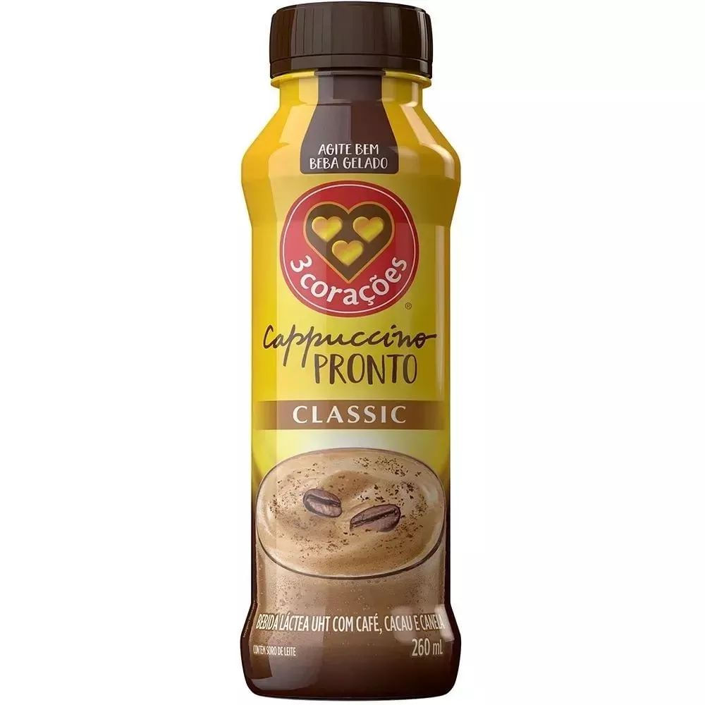 Bebida Láctea Cappuccino Classic 3 Corações 260ml Sem Glúten