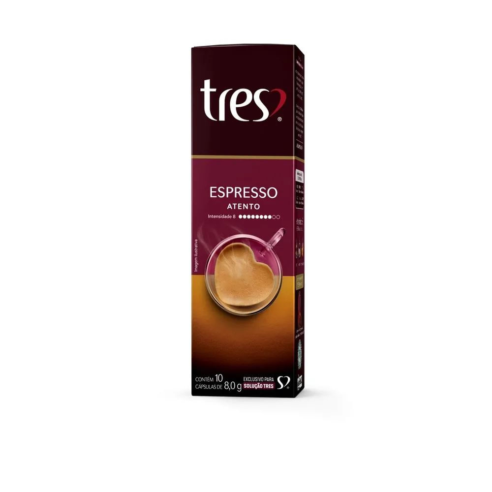 Cápsula de Café Espresso Atento 3 Corações 80g Intensidade 8 Arábica