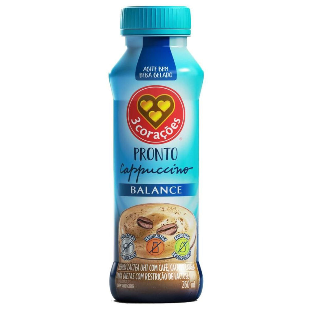 Bebida Láctea Cappuccino Zero Balance Três Corações 260ml Zero Lactose