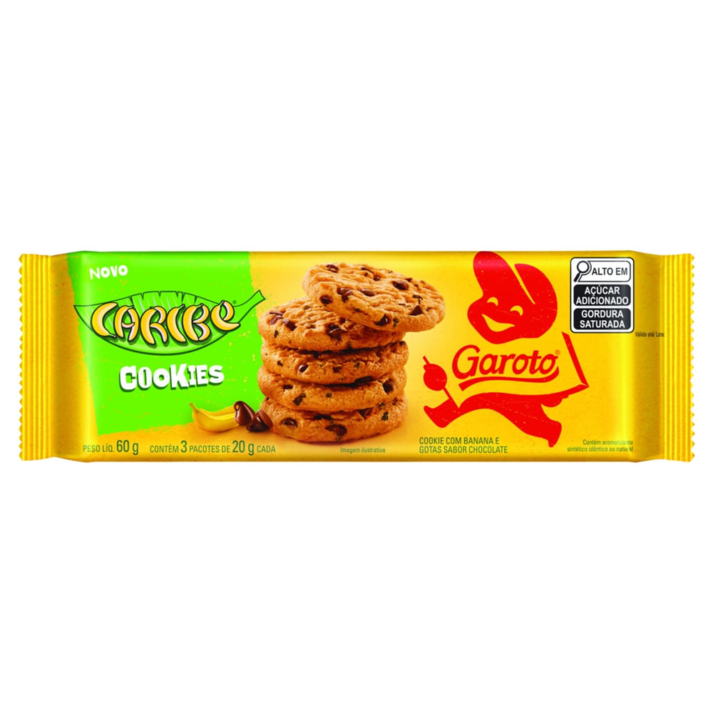 Cookie Chocolate e Banana Caribe Garoto 60g Crocante