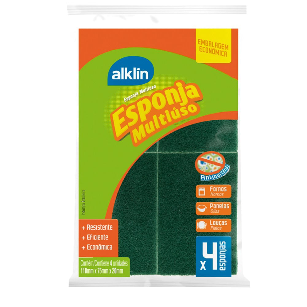 Esponja Multiuso Dupla Face Alklin 4 Unidades