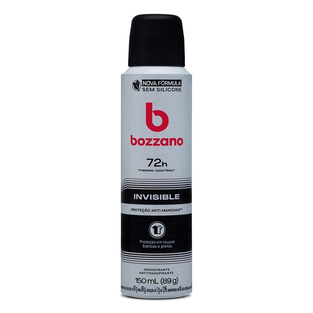 Desodorante Antitranspirante Masculino Bozzano Invisible Aerossol 150ml