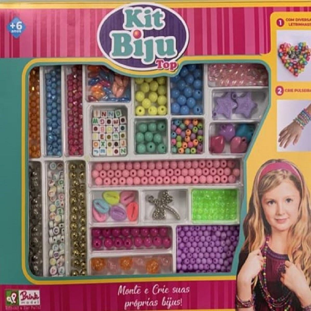 Kit de Miçangas Infantil Brink Model Biju Collection 5 a 7 Anos Multicolorido