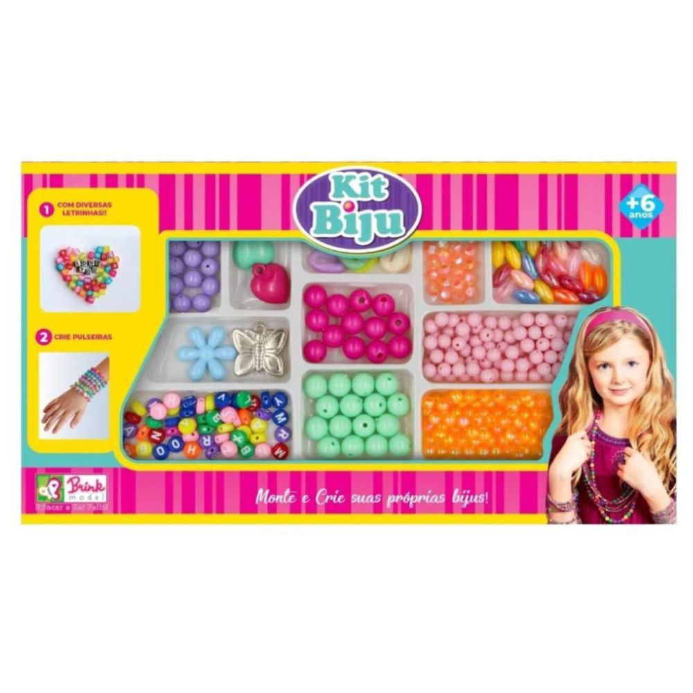 Kit de Miçangas Infantil Brink Model Biju Collection 8 a 11 Anos Multicolorido