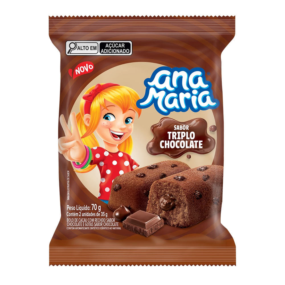 Bolo Triplo Chocolate Ana Maria 70g 2 Unidades Macio