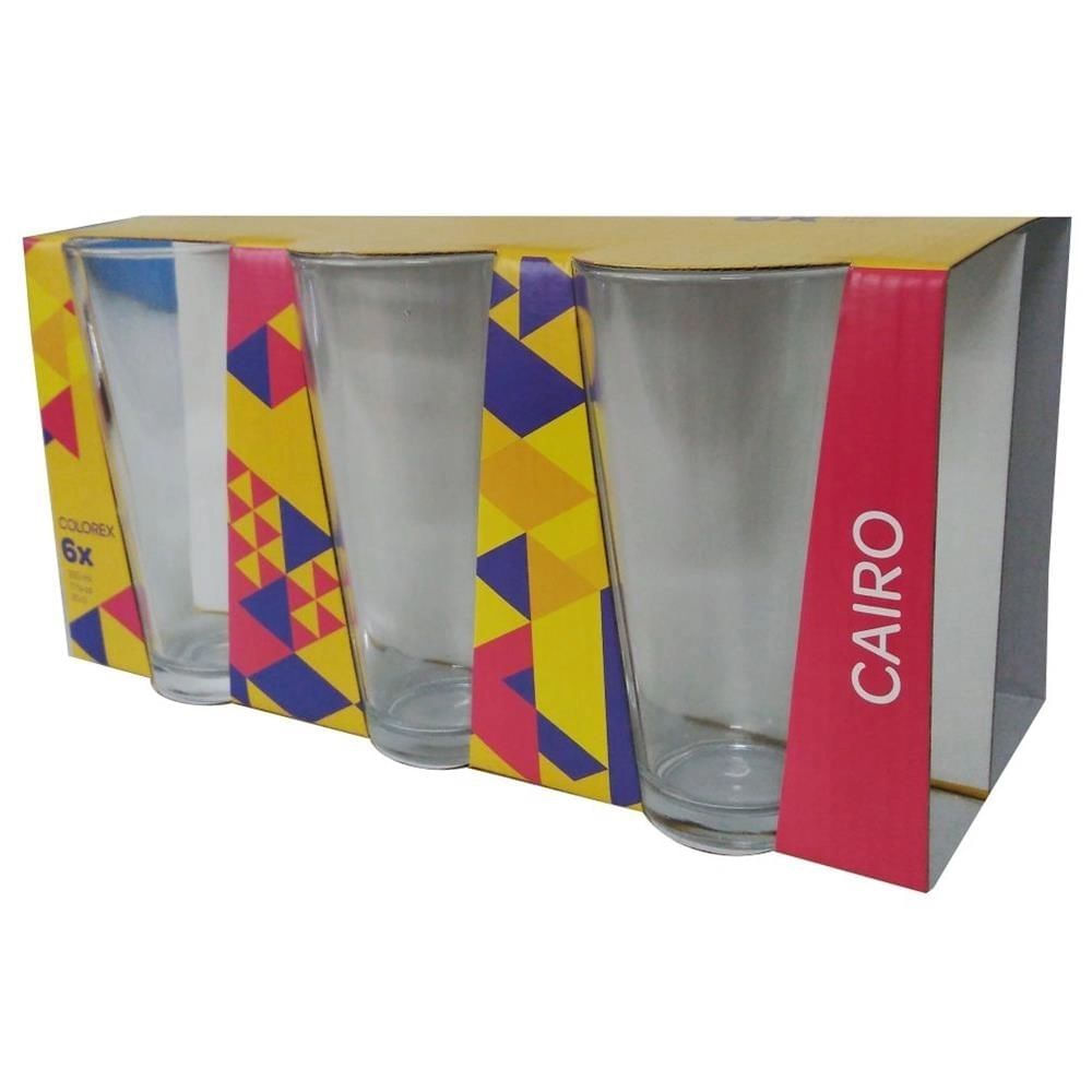 Jogo de Copos Long Drink Vidro Nadir Figueiredo Cairo 350ml 6 Peças Transparente