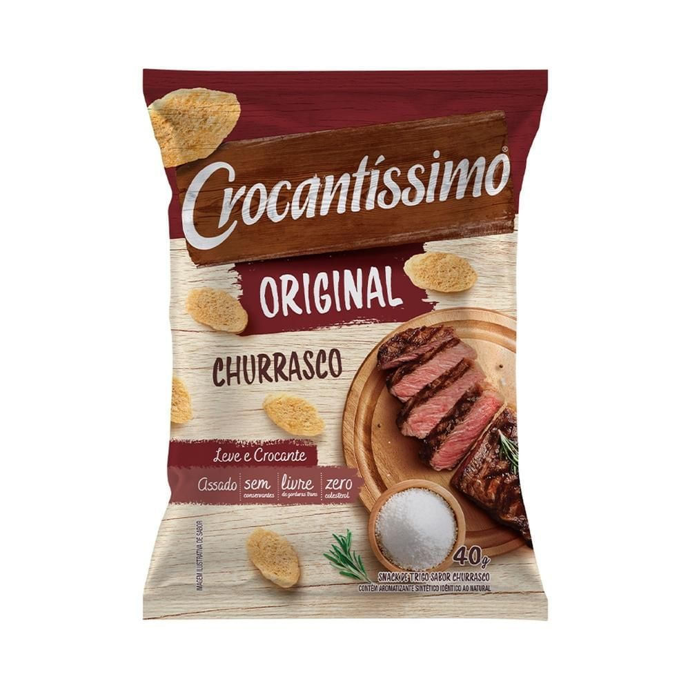 Snack Salgado Churrasco Crocantíssimo 40g Assado Sem Gordura Trans