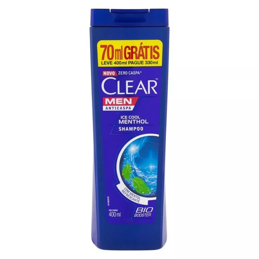 Shampoo Anticaspa 400ml Clear Men Ice Cool Menthol Refrescante Masculino