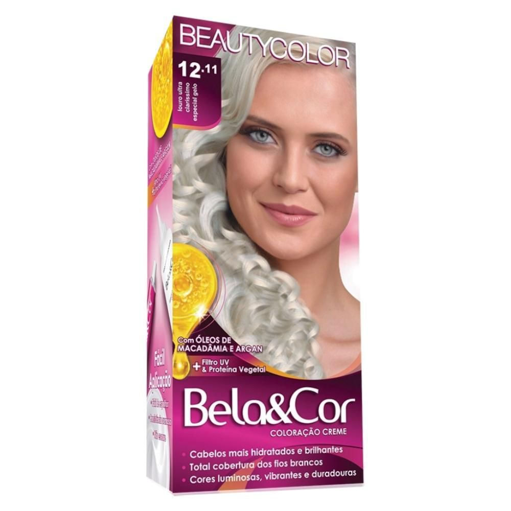 Kit Coloração Permanente Louro Ultra Claríssimo 12.11 Beautycolor Vegana com Óleo de Argan e Coco
