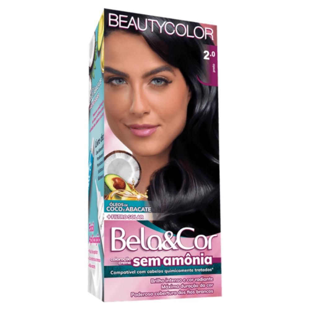 Kit Tonalizante 2.0 Preto 45g Beautycolor Bela&Cor Sem Amônia Vegano