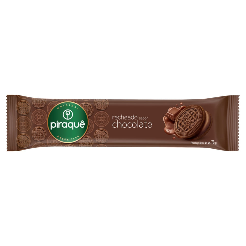 Biscoito Recheado Chocolate Piraquê 76g Crocante