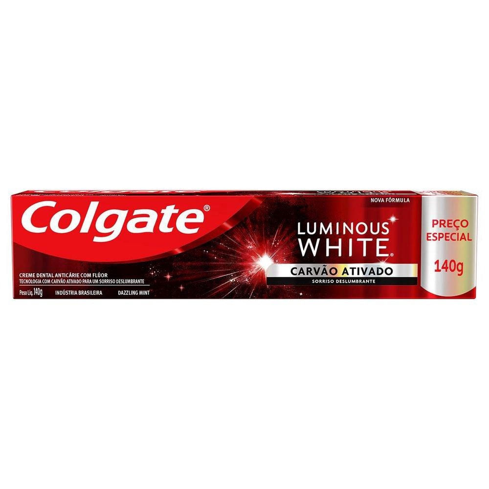 Creme Dental Branqueamento Colgate Luminous White Carvão Ativado 140g