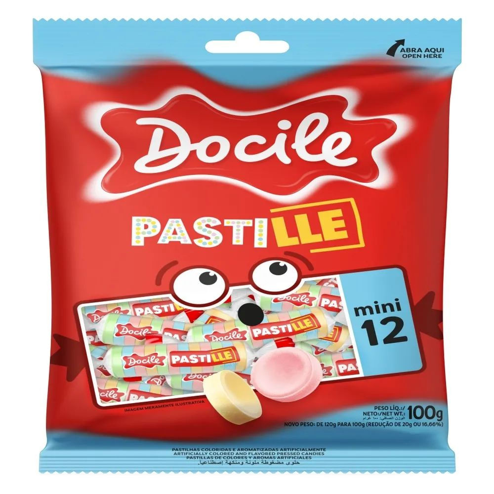 Bala Pastilha Frutas Sortidas Docile 100g Sem Glúten