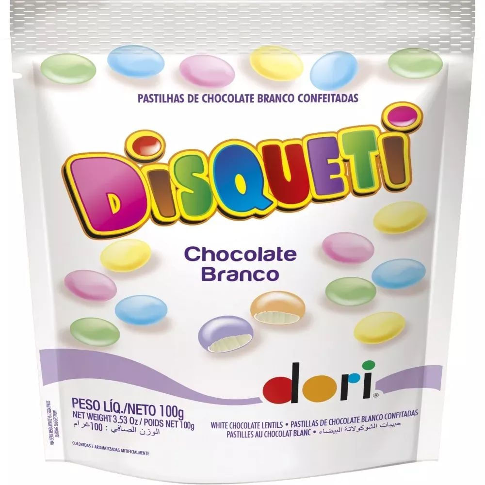 Dori Confeito de Chocolate Branco Disqueti 100g