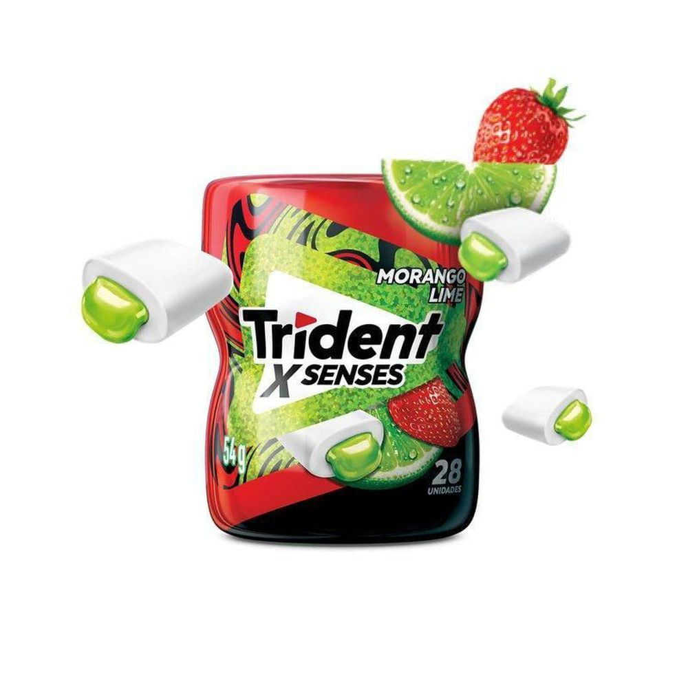 Chiclete Morango Lime Trident XSenses 54g Garrafa Sem Açúcar
