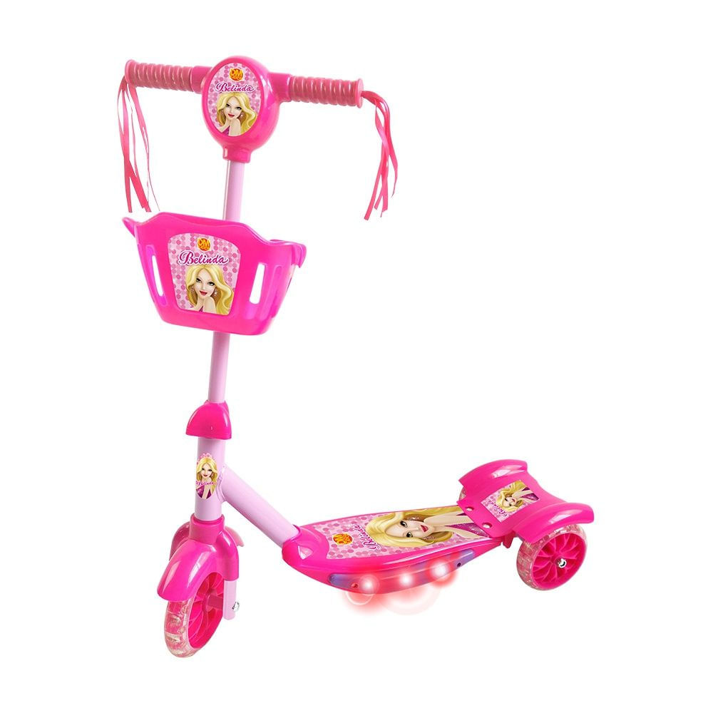 Patinete Infantil Interativo com Luz e Som DM Toys DM Radical Belinda Rosa