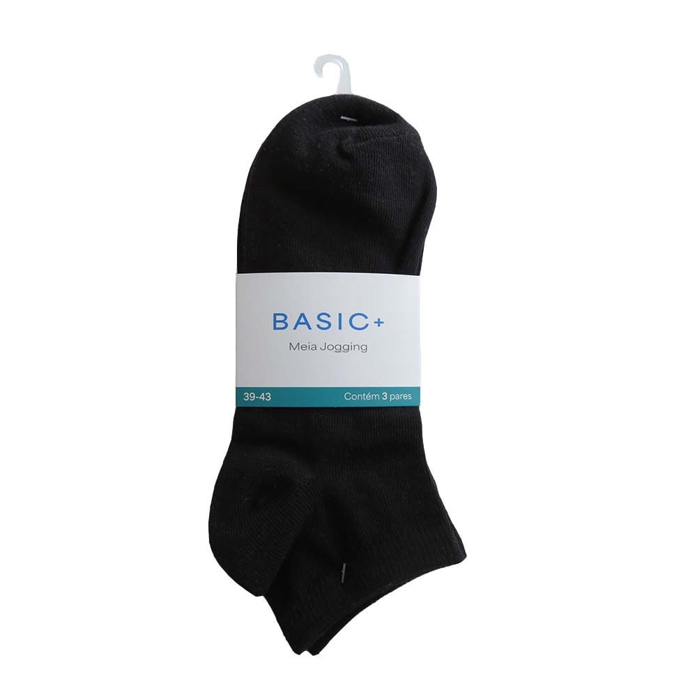 Kit 3 Pares Meia Jogg Basic+ Algodão Preta