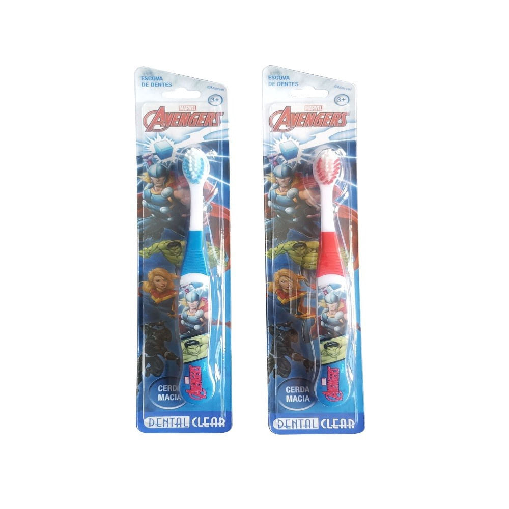 Escova de Dente Infantil Dental Clear Marvel com Estojo Protetor