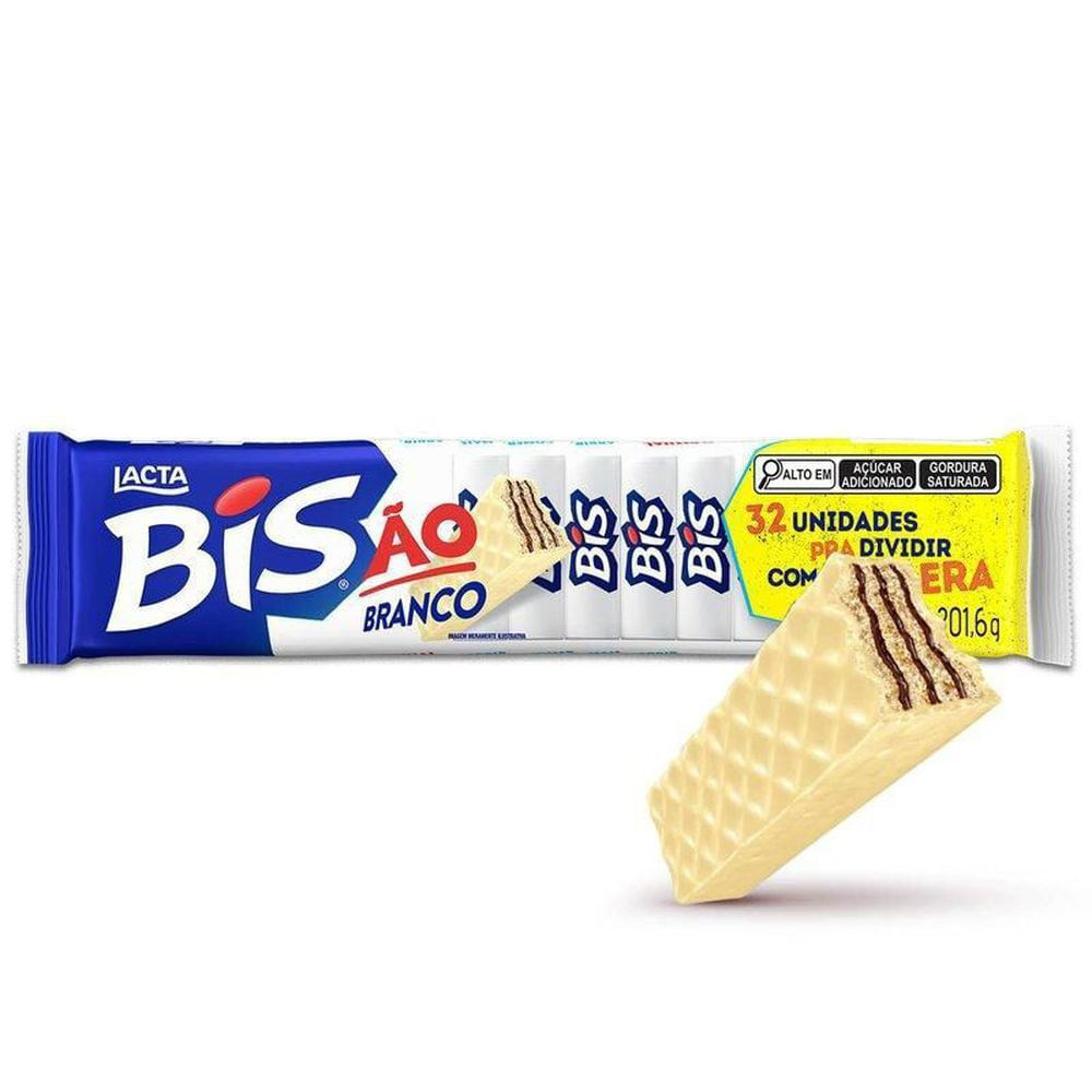 Lacta Chocolate Branco Laka Bisão Wafer Recheado 201,6g 32 Unidades