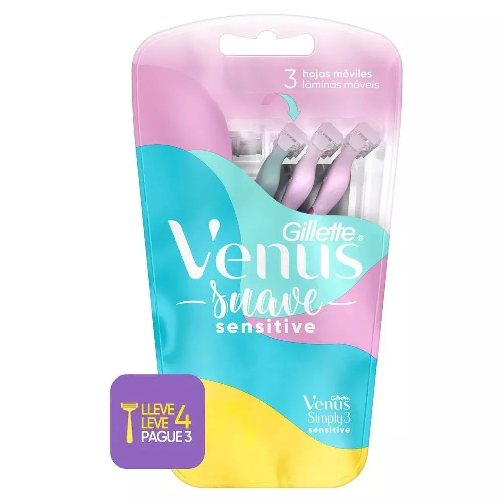 Aparelho de Depilar Pele Sensível Gillette Venus Suave Sensitive 4 Unidades