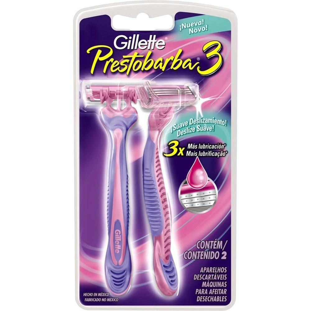 Aparelho Descartável para Depilar Feminino Gillette Prestobarba3 Rosa 2 Unidades