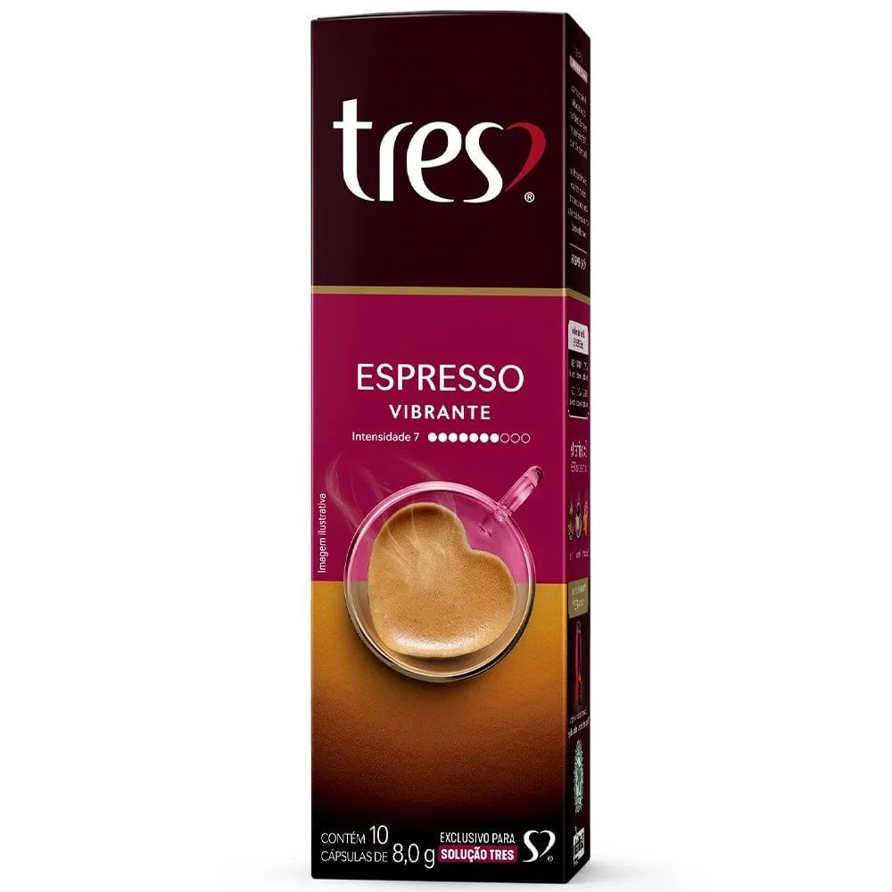 Cápsula Café Espresso Vibrante Três Corações 10 Unidades Arábica Intensidade 7