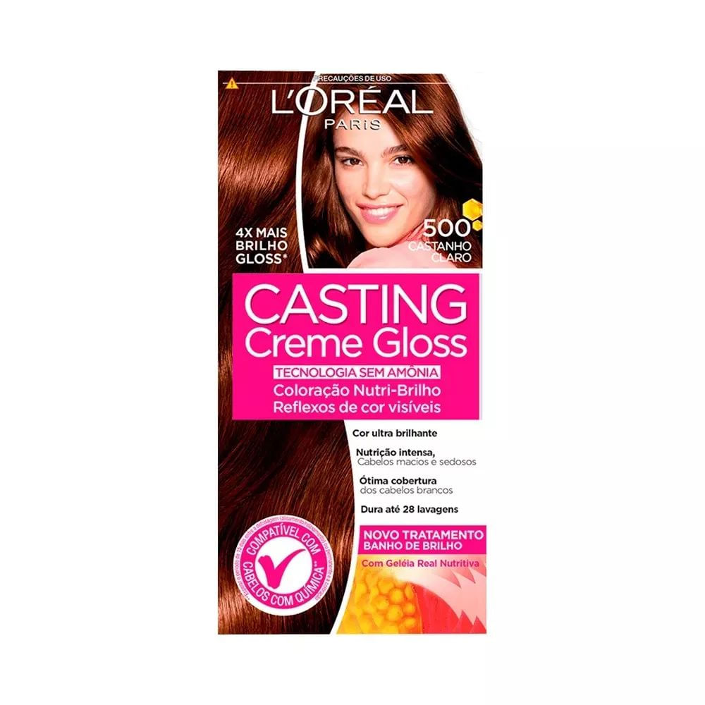 Coloração Semi-Permanente 500 Castanho Claro L'Oréal Paris Casting Creme Gloss Sem Amônia Kit